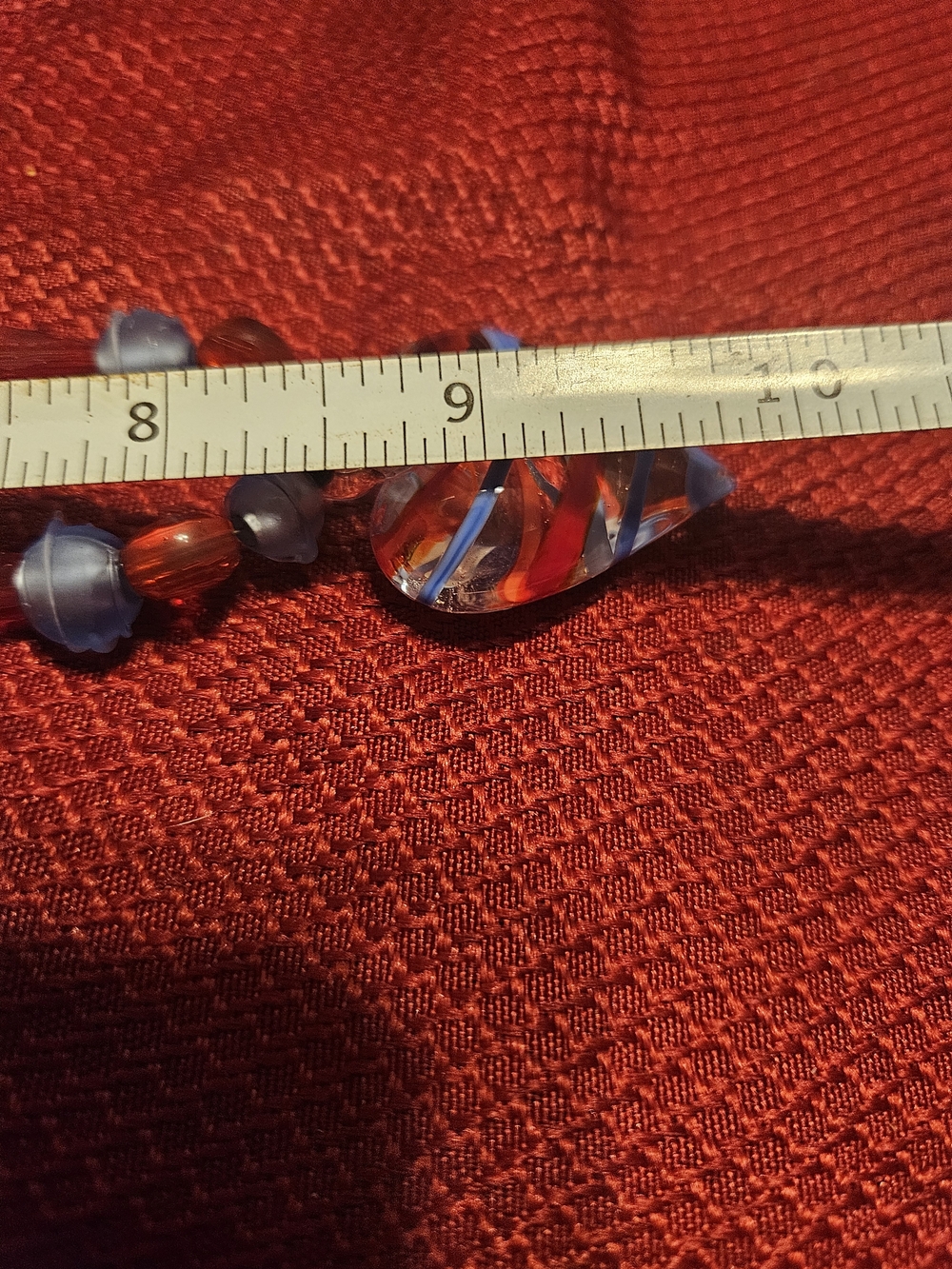 Handcrafted Red and Light Blue Heart Glass Pendant Necklace - Women Jewelry - Picture 2 of 2